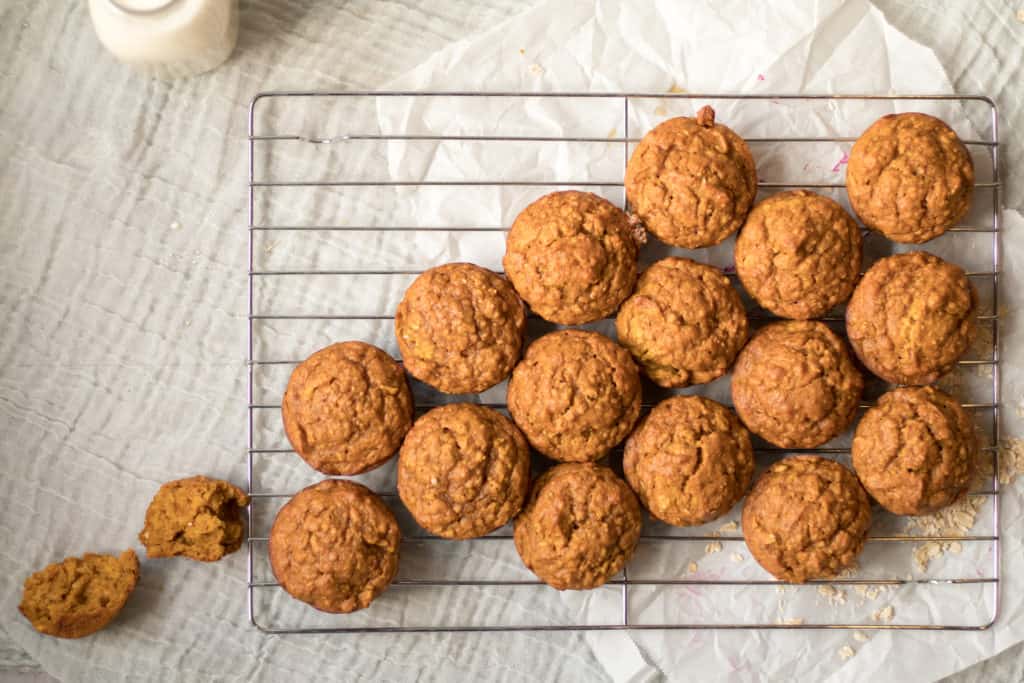 pumpkin beet muffin on a cooling rack.