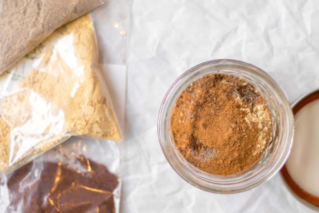 small jar with homemade chai spice blend