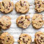 coffee chocolate chunk cookies on a cooling rack