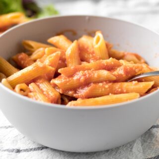 bowl of pink sauce pasta