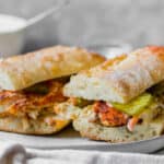 two fish sandwiches on ciabatta rolls