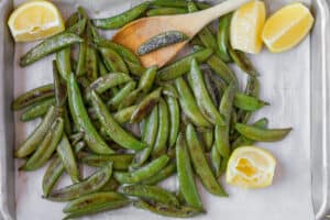 Simple Blistered Sugar Snap Peas with Lemon • Simple Gray T-Shirt