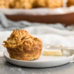 farfel muffin on a white plate