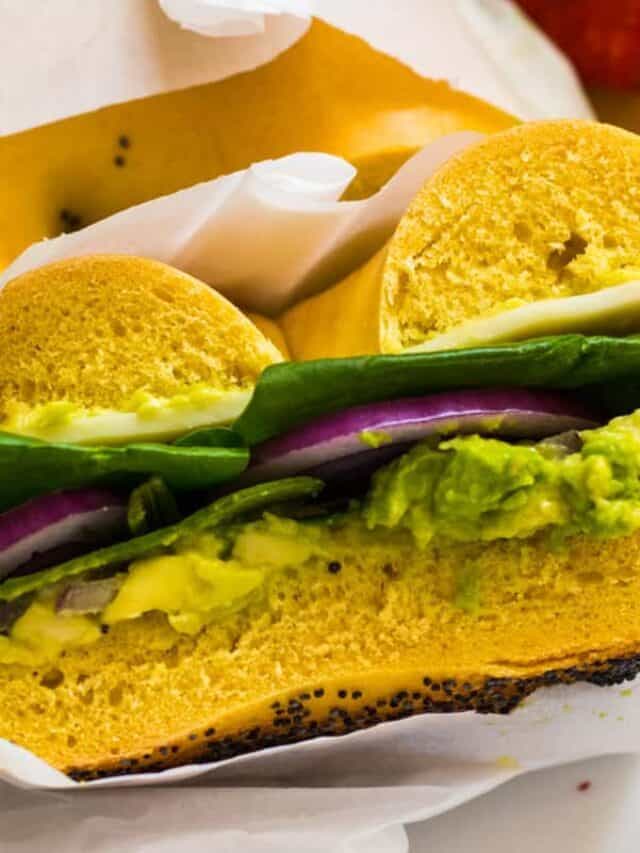 Veggie Avocado Bagel Sandwich