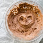 chocolate mousse in a mixing bowl.