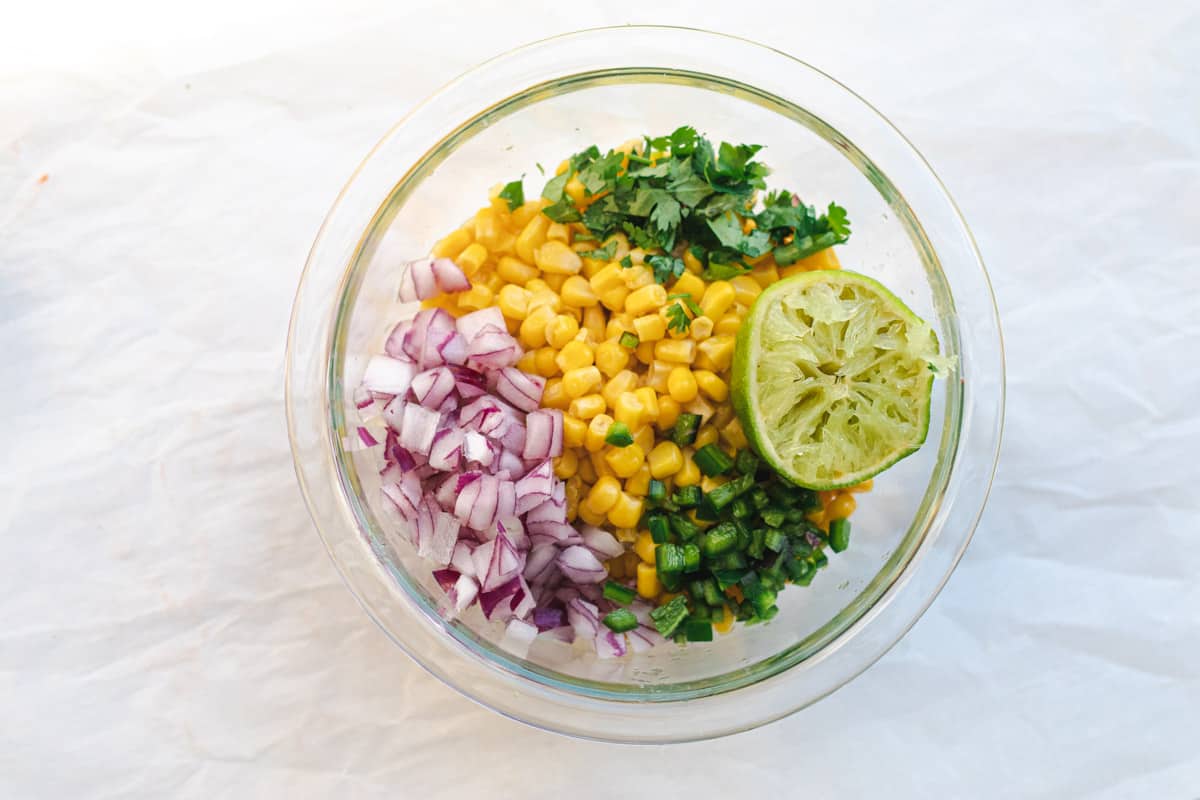 lime squeezed into the corn salsa ingredients