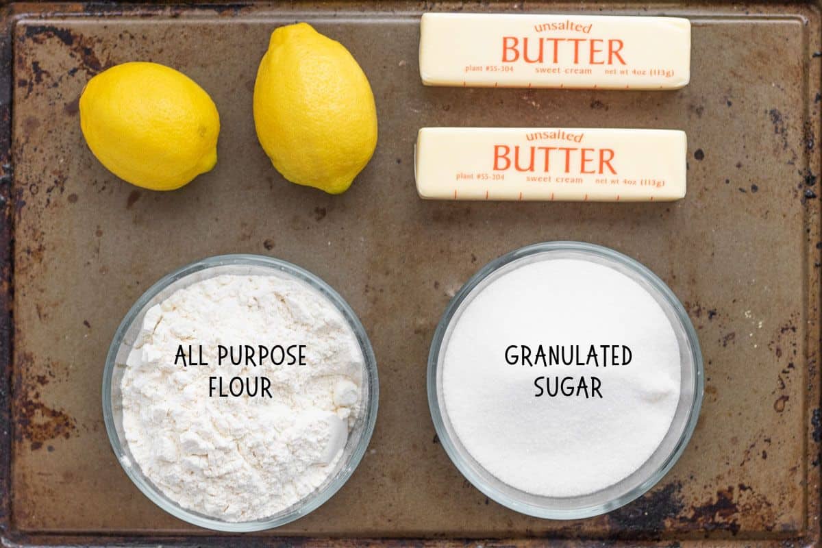 ingredients for lemon shortbread cookies