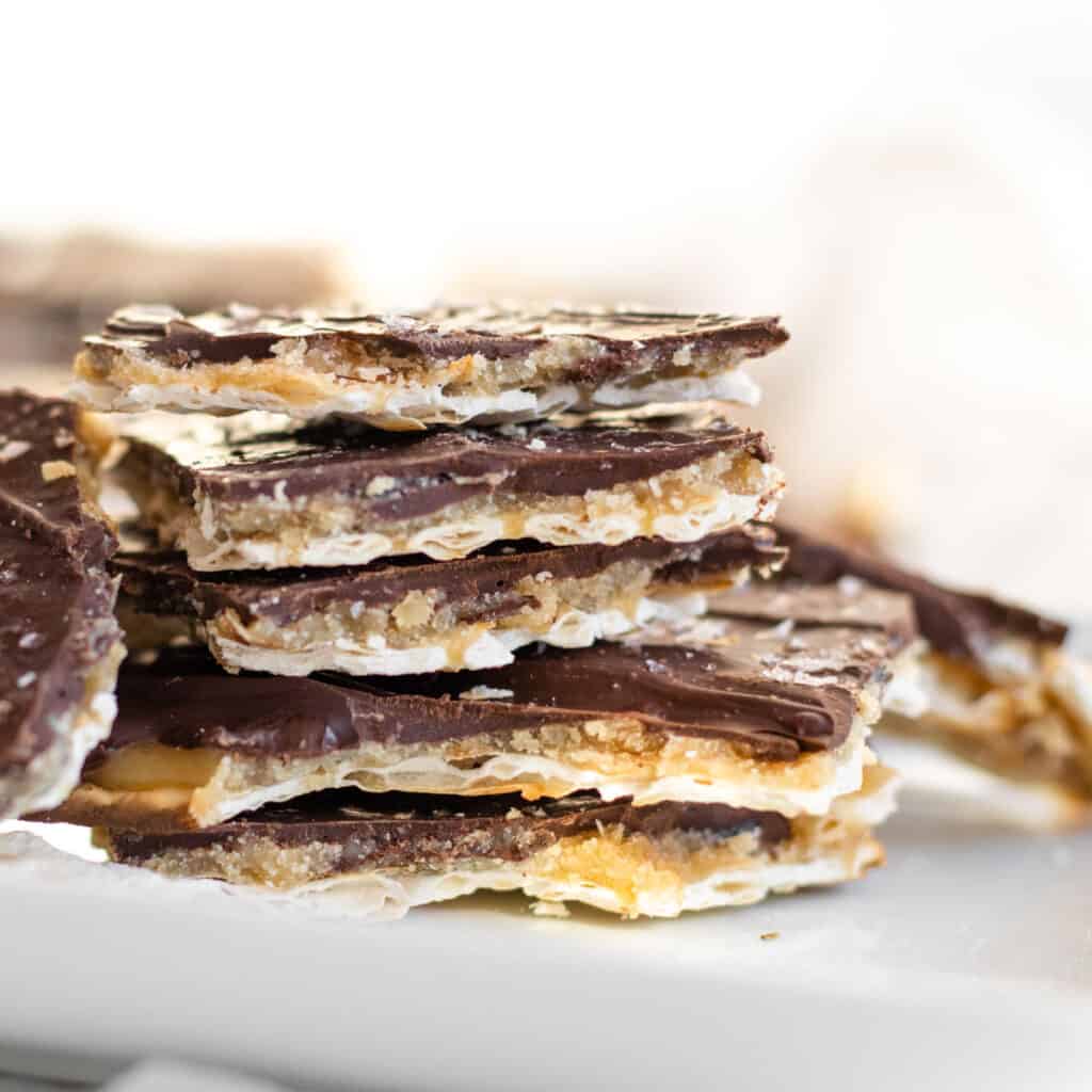 Easy Chocolate Toffee Matzo Crack • Simple Gray TShirt