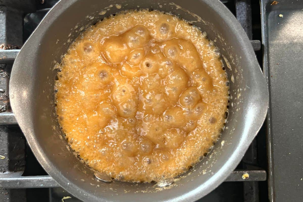toffee boiling in a saucepan