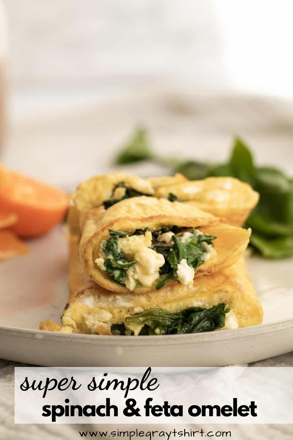 Simple Spinach Feta Omelette (10 Minute Breakfast) • Simple Gray TShirt