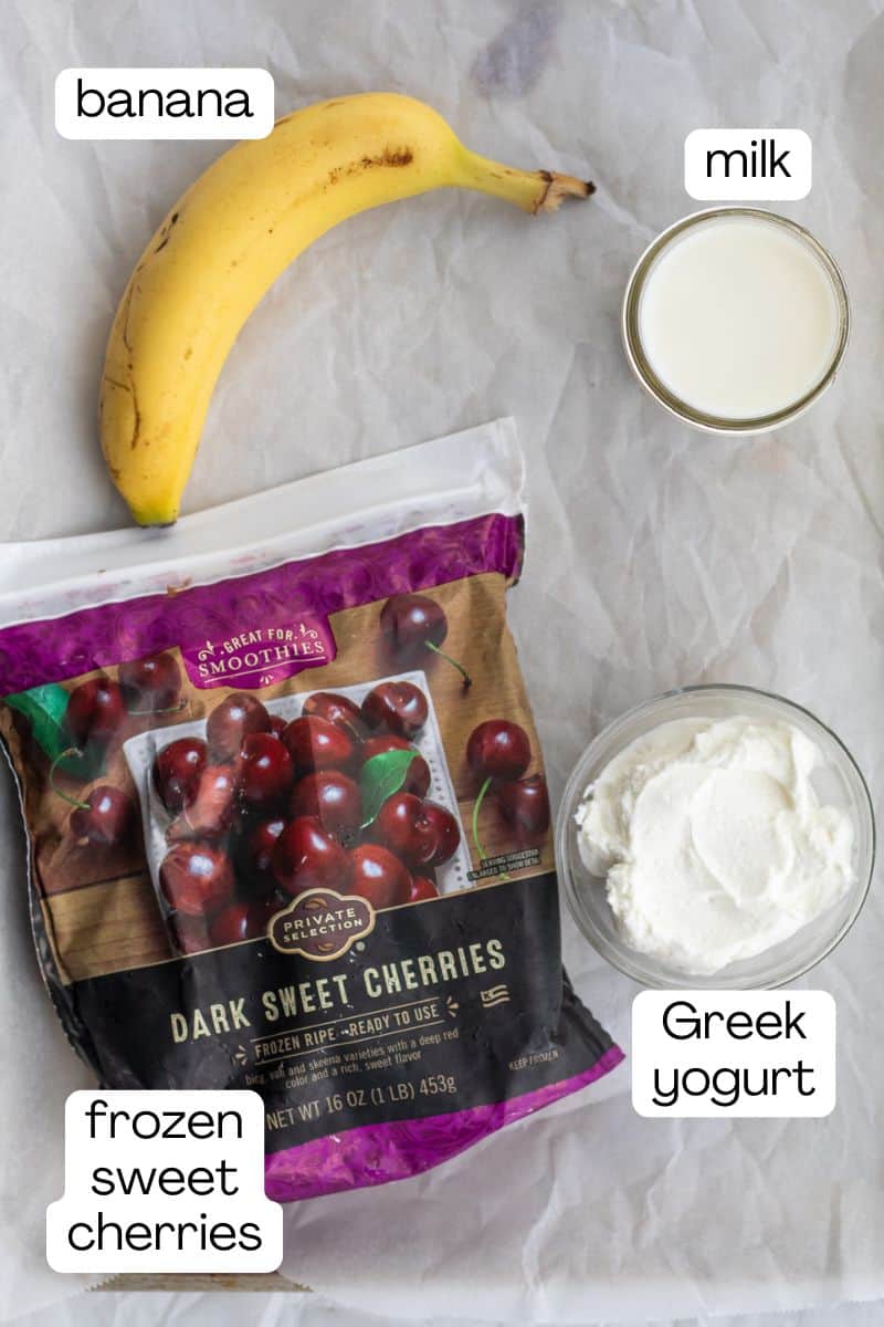 ingredients for making a cherry smoothie