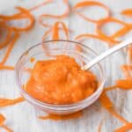 carrot puree in a small glass dish