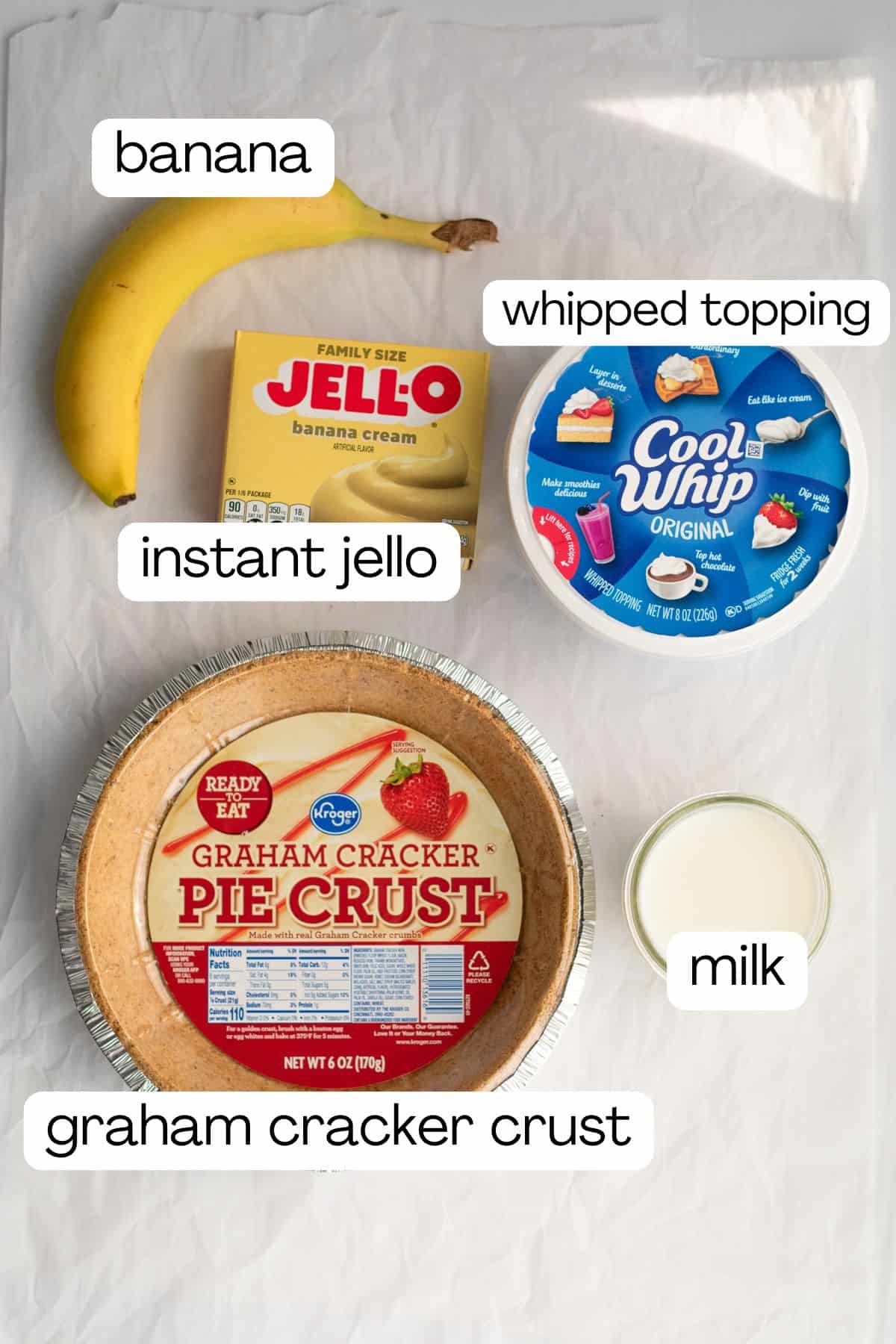ingredients to needed to make a banana cream pie
