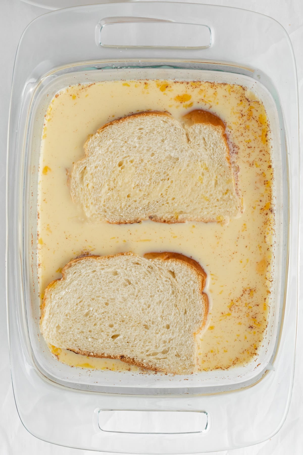challah soaking in custard