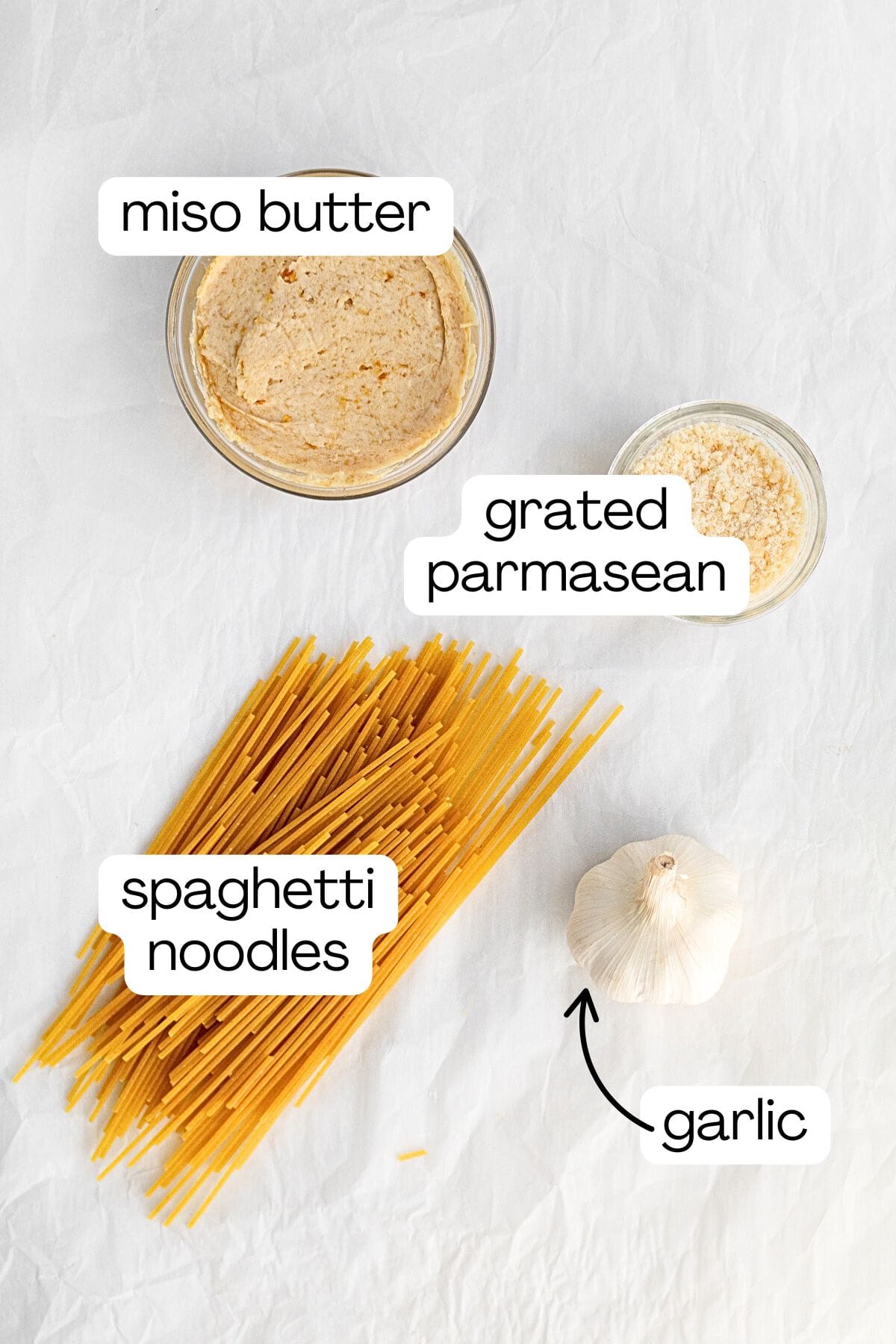 ingredients for miso butter pasta