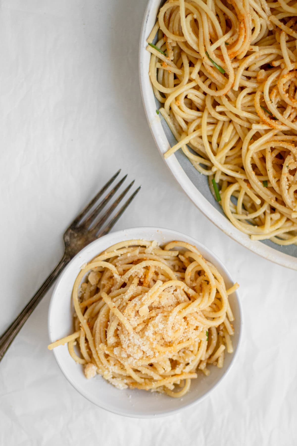 miso butter pasta in a bowl with a fork