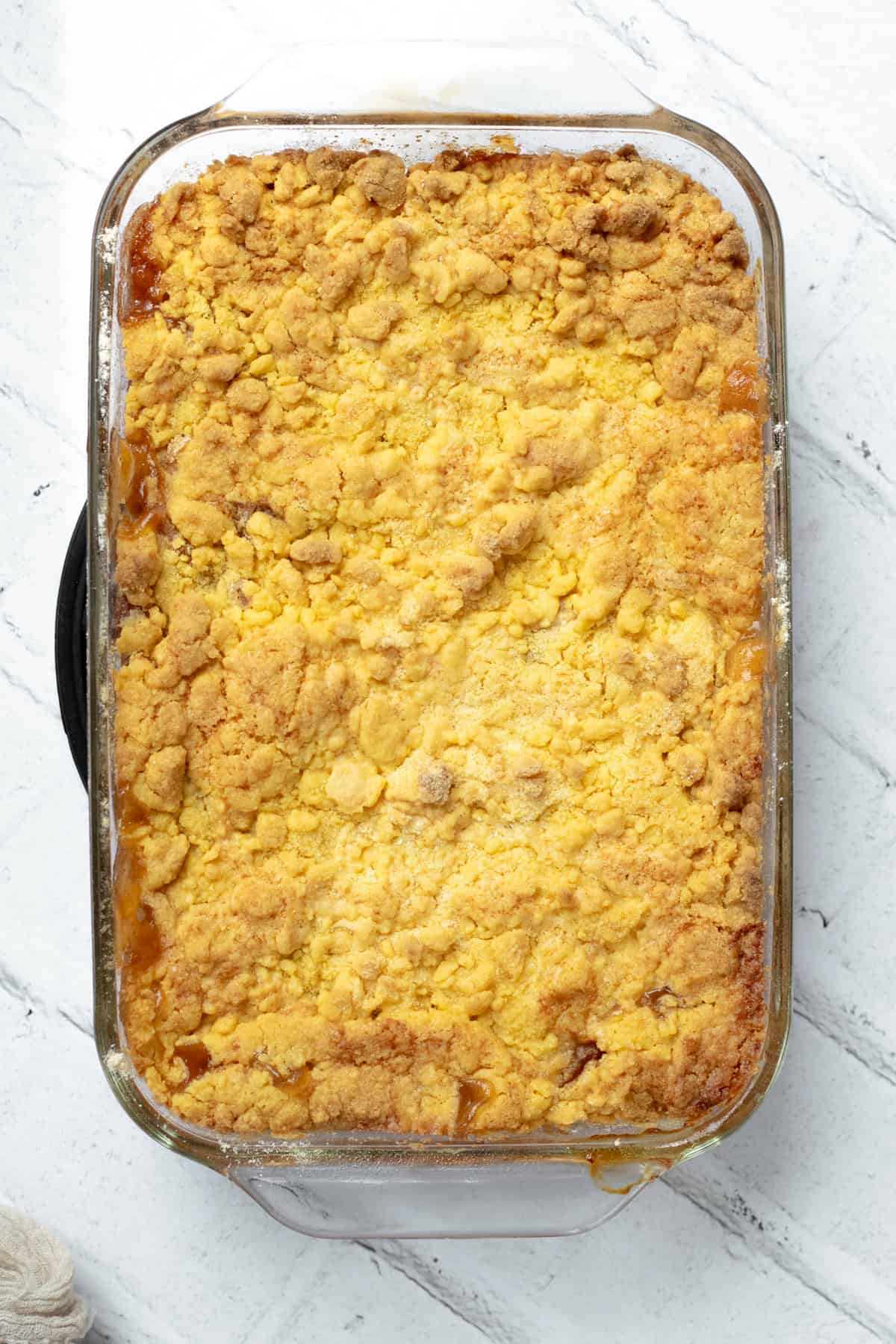 apple dump cake just out of the oven