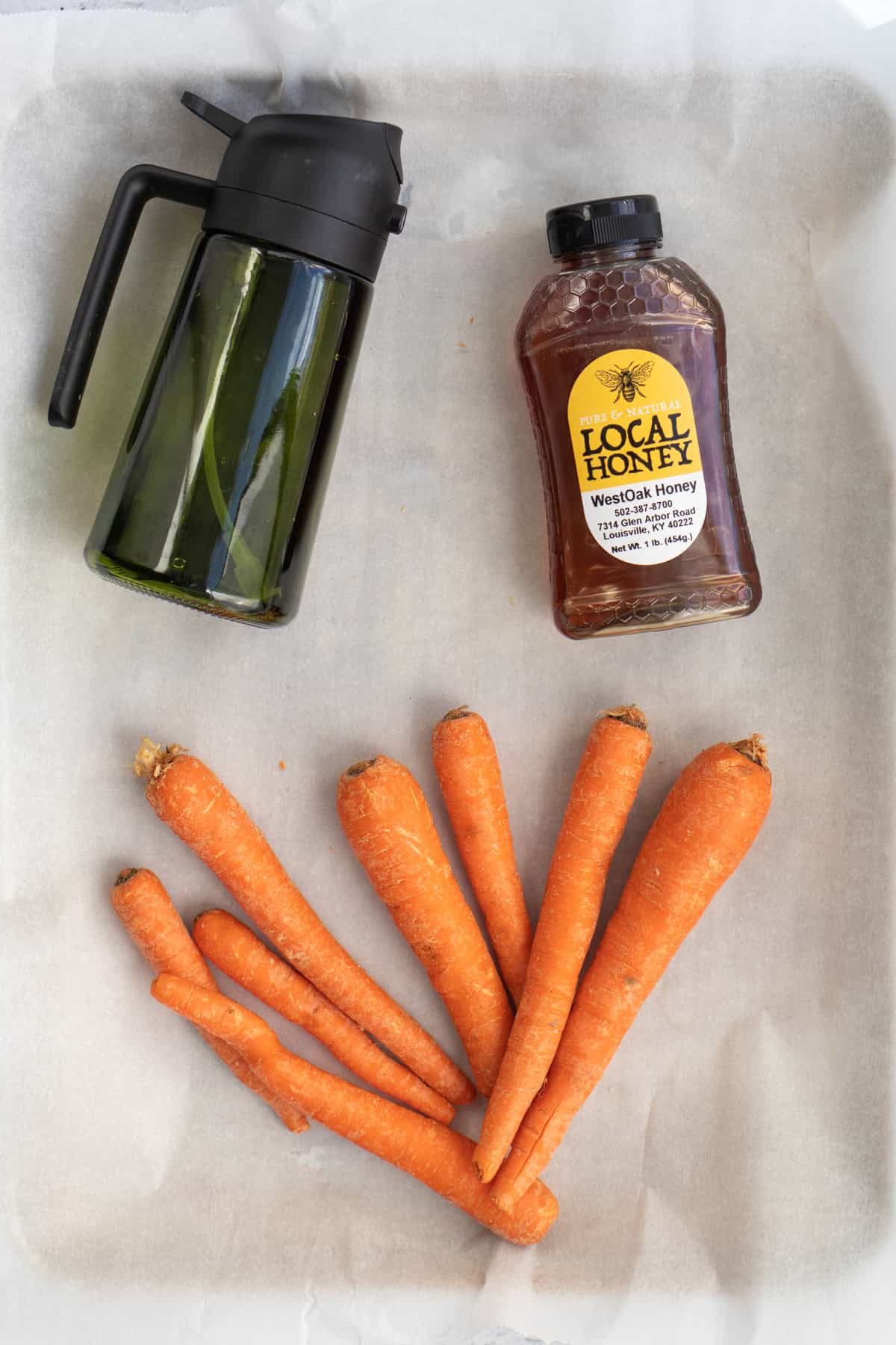 ingredients for honey roasted carrots