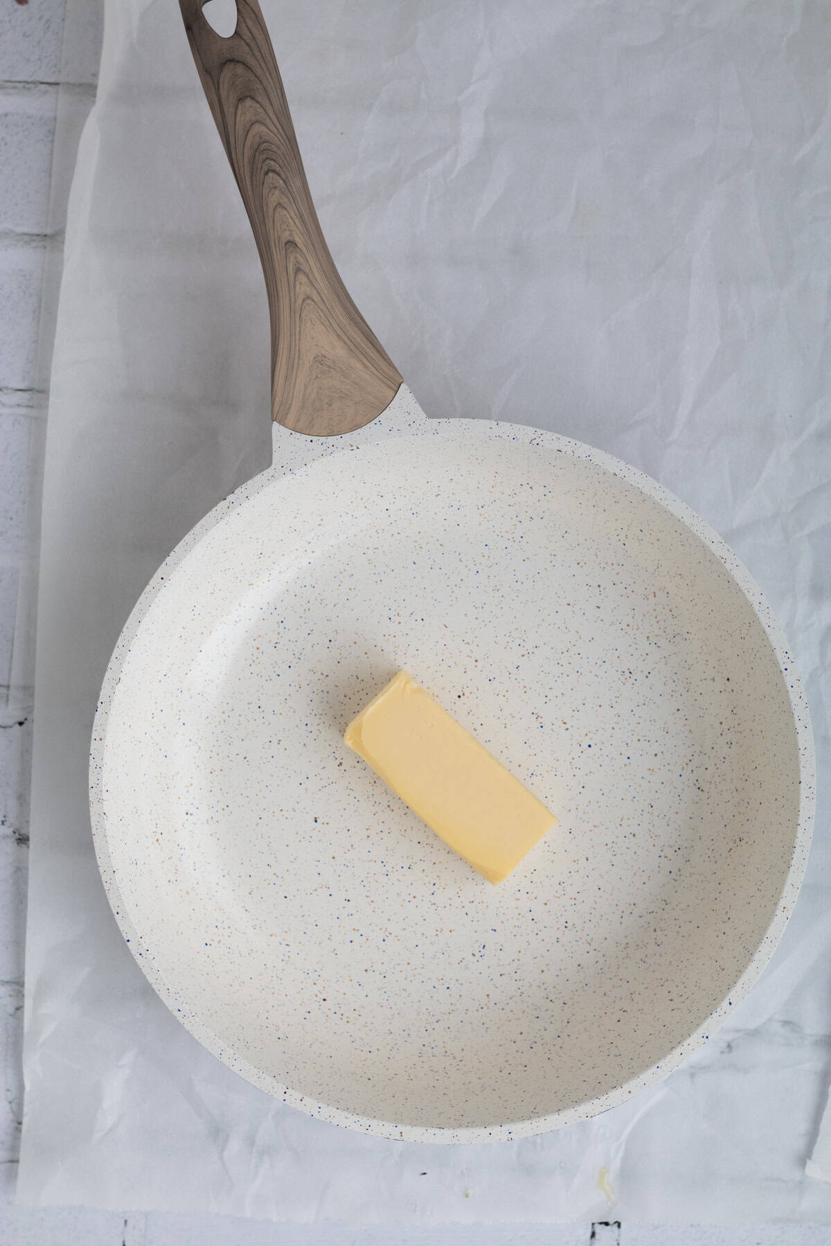 butter in a pan melting.