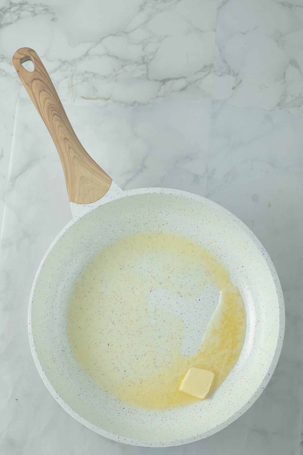 butter melting in a pan.