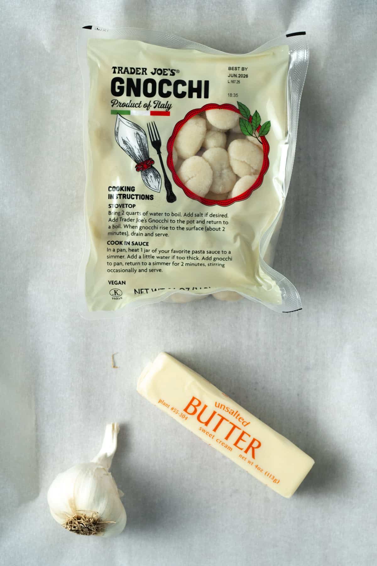 ingredients for pan fried gnocchi.