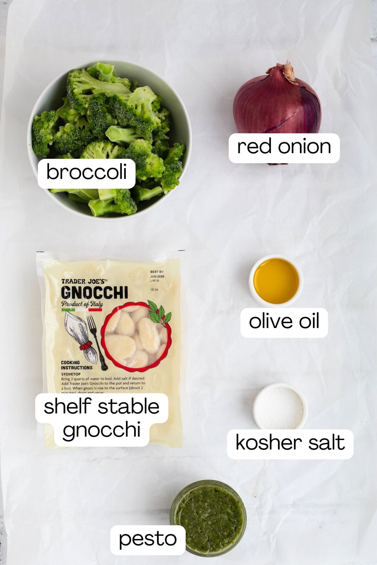 ingredients to make sheet pan pesto gnocchi