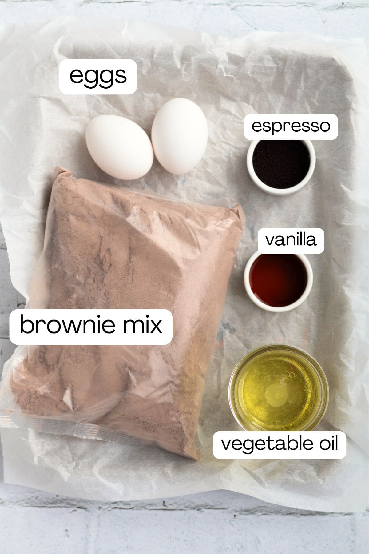 ingredients to make brownie bites.