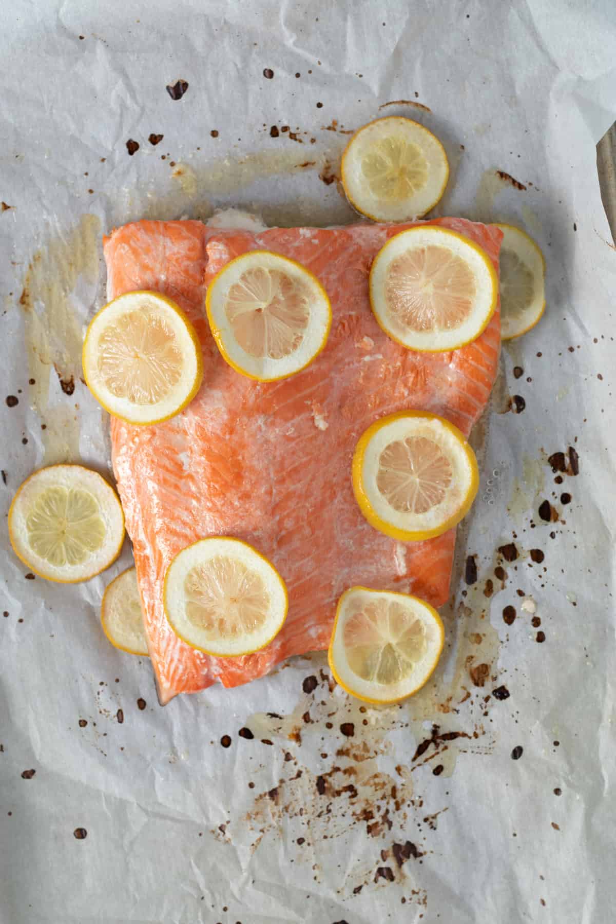 lemon butter salmon right out of the oven.