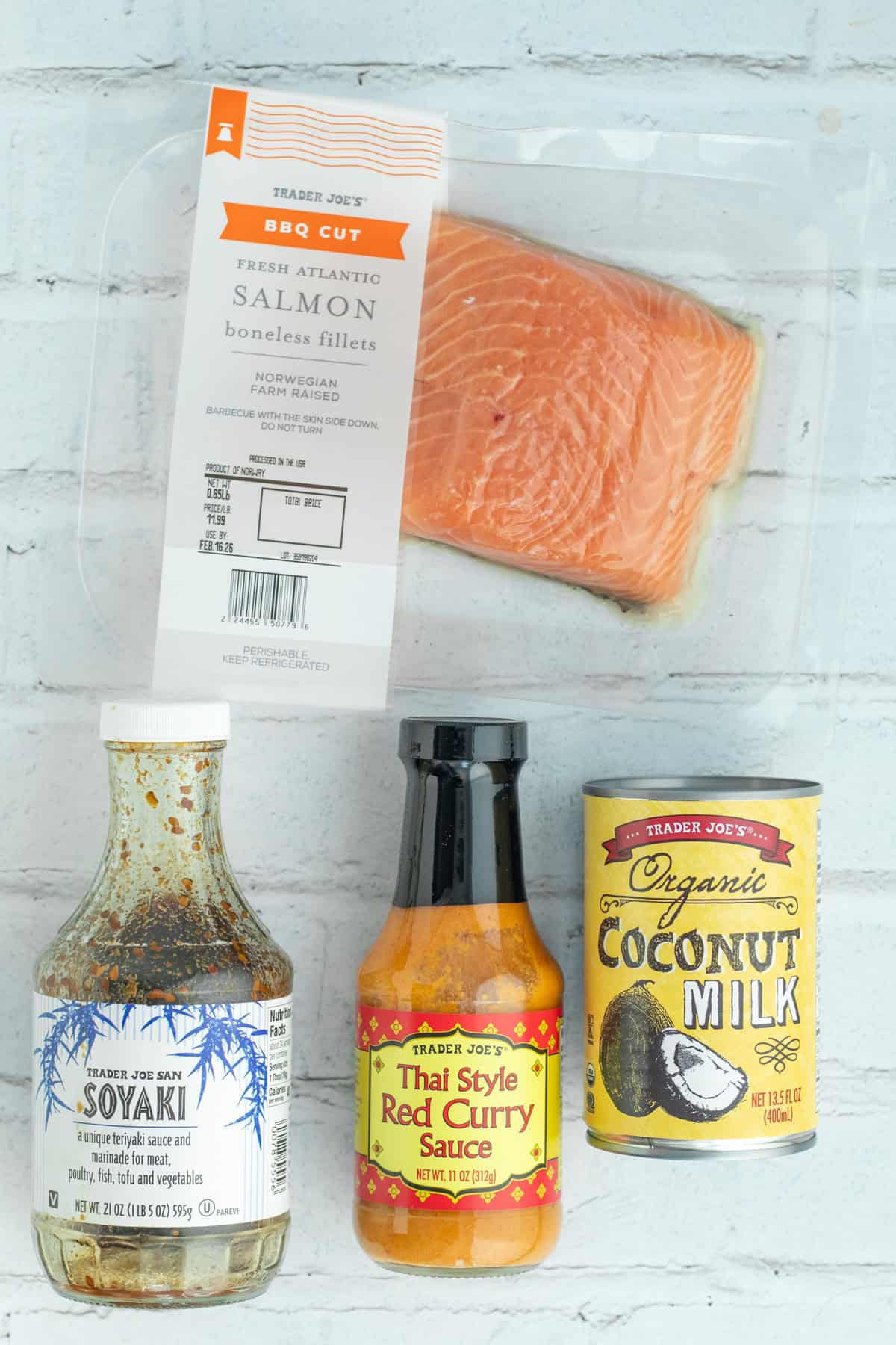 ingredients for thai red curry salmon.